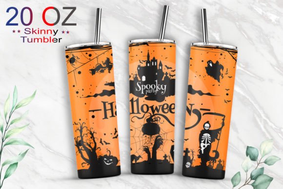20oz Halloween Tumbler Spooky Party Graphics