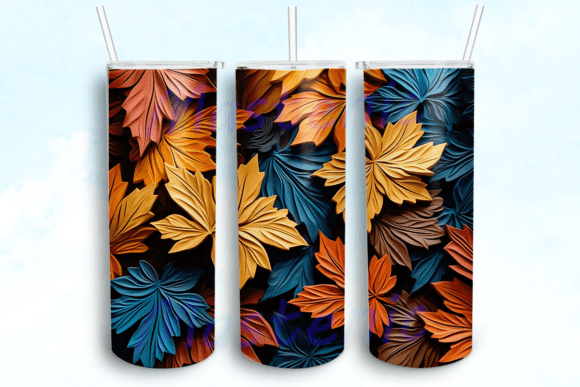 Autumn Fall Leaves Tumbler PNG: Graphics for Crafts & Seasonal Branding