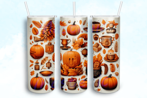 Autumn Fall Vibes Pumpkins Tumbler PNG