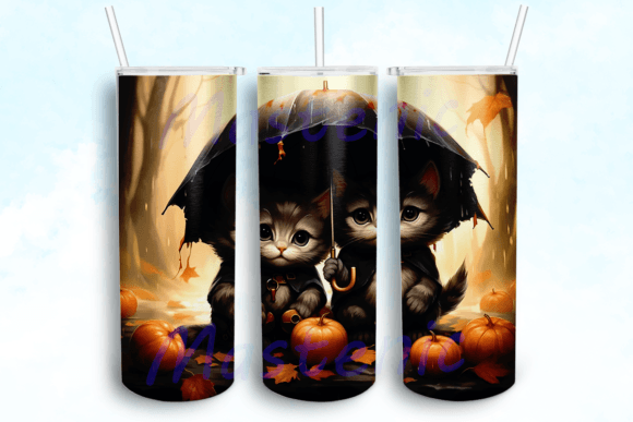 Bat Cat Tumbler Sublimation Design