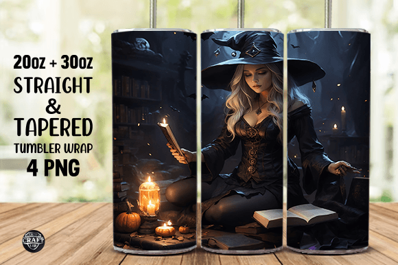 Beautiful Witch Halloween Tumbler Wrap Graphics