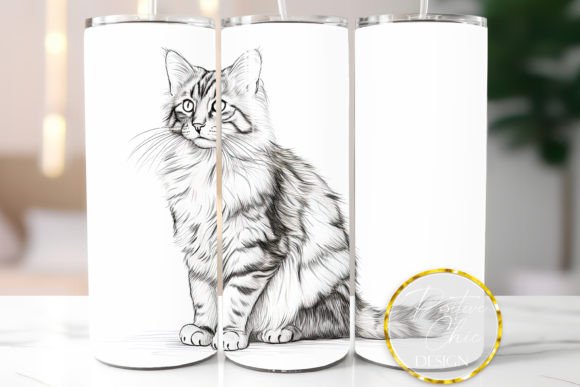 Black White Cat Tumbler Wrap: Graphics & Illustrations