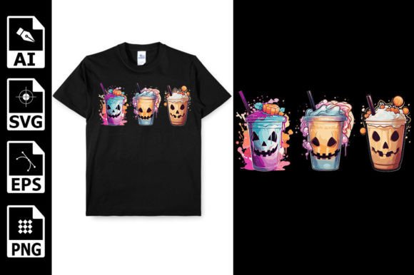 Boba Tea Cup Halloween Graphics for T-Shirt Designs