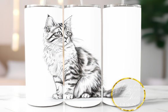 Cat Drawing Tumbler Wrap: Graphics & Illustrations for Local Branding