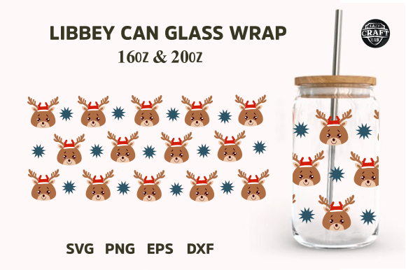 Christmas Dear Libbey Can Glass SVG Wrap