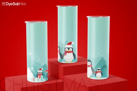 Christmas Penguins Tumbler 20oz Wrap Graphics