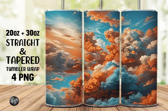 Clouds Tumbler Wrap 20oz Sublimation PNG Graphics