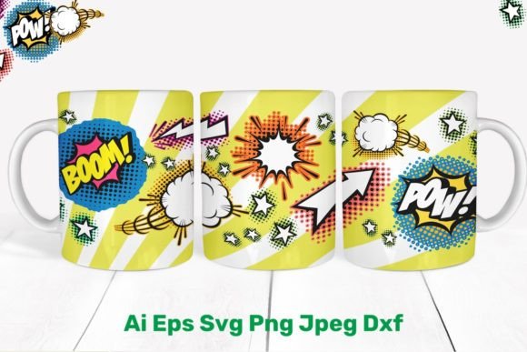 Comics Cartoon Mug Wrap SVG Graphics