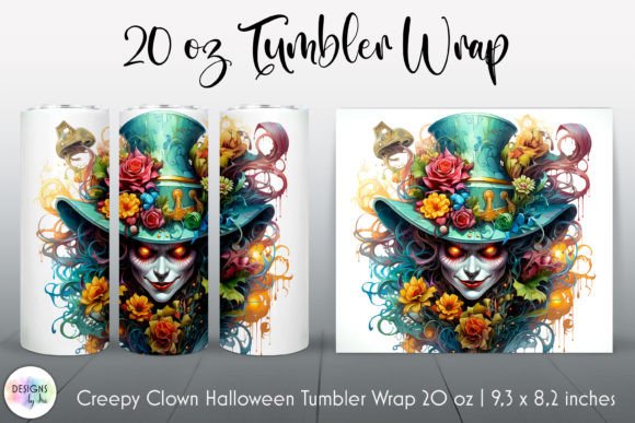 Creepy Clown Face Halloween Tumbler Wrap Graphics