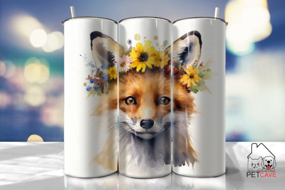 Cute Red Fox Tumbler Wrap: Graphics for Crafts & Local Branding