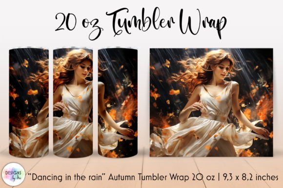 Dancing in the Rain Girl Autumn Tumbler Graphics & Wraps