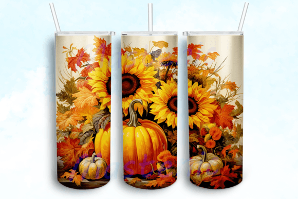 Fall Boho Floral Tumbler PNG: Graphics for Crafts & Content