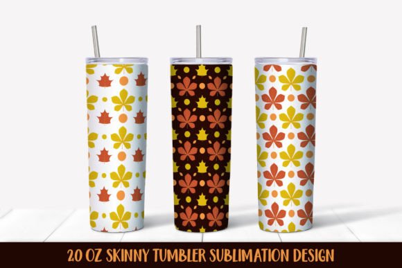Fall Chestnut Leaves Pattern Tumbler Graphics & Illustrations