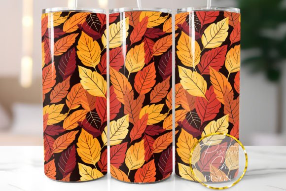 Fall Leaves Tumbler Wrap Design Fall PNG