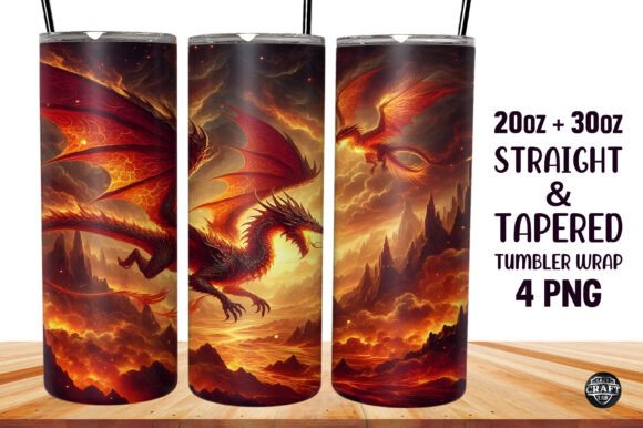 Fire Dragons Tumbler 20oz Wrap Graphics