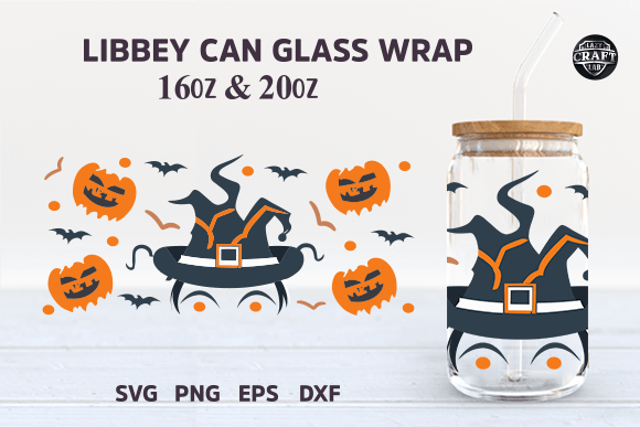 Halloween 16oz Libbey Can Glass Wrap SVG: Graphics for Tumbler Wraps