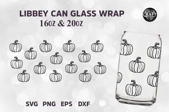 Halloween Libbey Can Glass Pumpkin SVG: Graphics & Tumbler Wraps