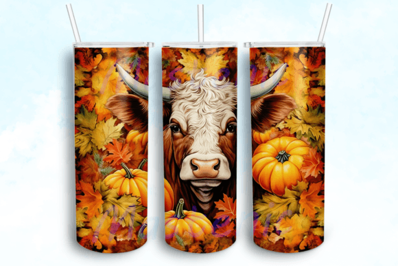 Highland Cow 20 Oz Skinny Tumbler PNG: Graphics for Crafts Brands