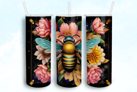 Honeybee Tumbler Sublimation Design: Graphics for Crafts & Branding