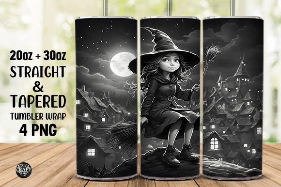 Little Tired Witch Tumbler Sublimation Graphics