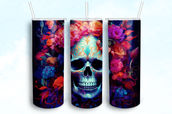 Magical Skull Tropical Tumbler PNG: Graphics for Crafts & Bold Branding