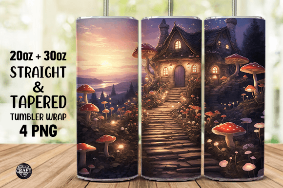 Mushrooms with House Tumbler Wrap Graphics