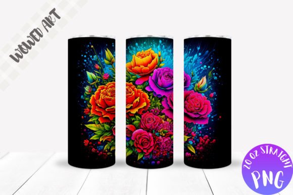 Neon Flowers Tumbler Wrap: Graphics for Crafts