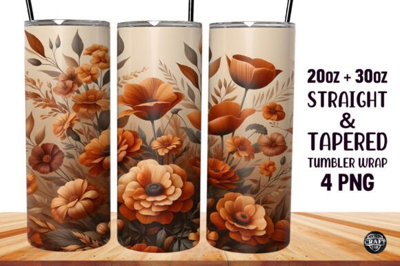 Orange Flowers Tumbler Wrap Graphics for Local Branding