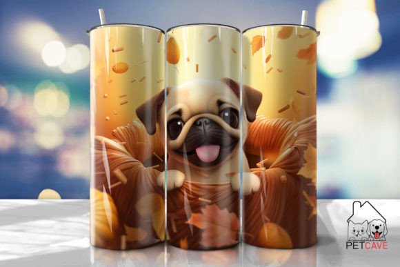 Pug Puppy Fall Tumbler 2 Graphics for Crafts