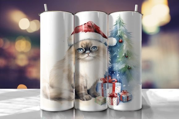 Ragdoll Cat Santa Tumbler Wrap Graphics