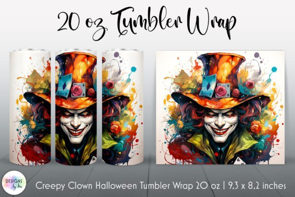 Scary Clown Face Tumbler Wrap Halloween Graphics