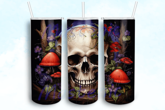 Skull Tumbler Sublimation Design: Graphics for Crafts Sellers
