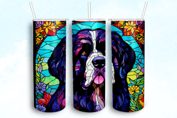 Stained Glass Newfoundland Tumbler PNG for Crafts & Graphics
