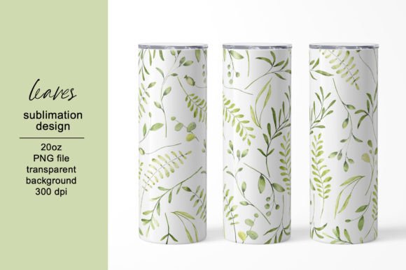 Tumbler Sublimation Design with Leaves: Graphics for Crafts