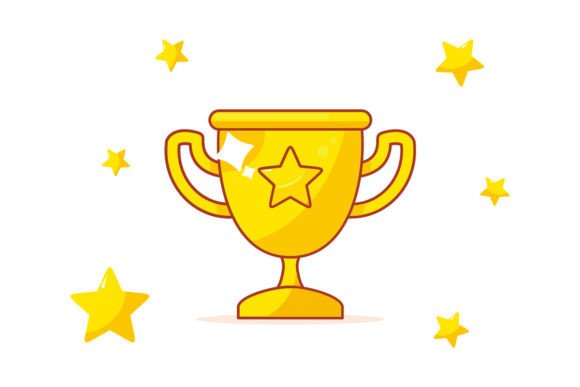 Vector Cartoon Trophy Cup Icon in Comic Graphics