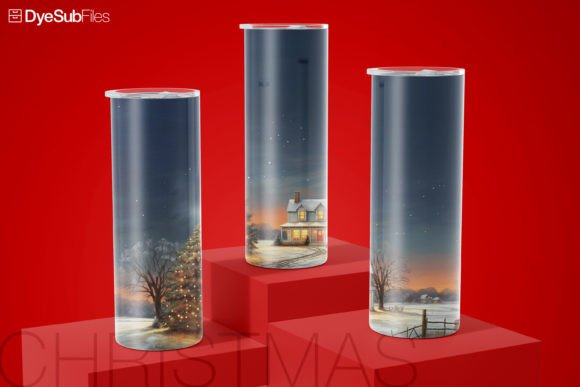 Vintage Christmas Painting Tumbler Wrap