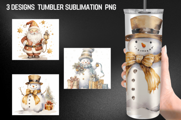 Watercolor Gold Pastel Christmas Tumbler Graphics